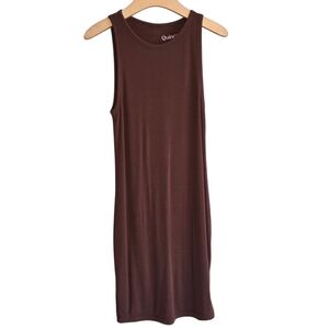 Quince Chocolate Brown Tencel Rib Knit Sleeveless Mini Tank Dress Casual Sz L